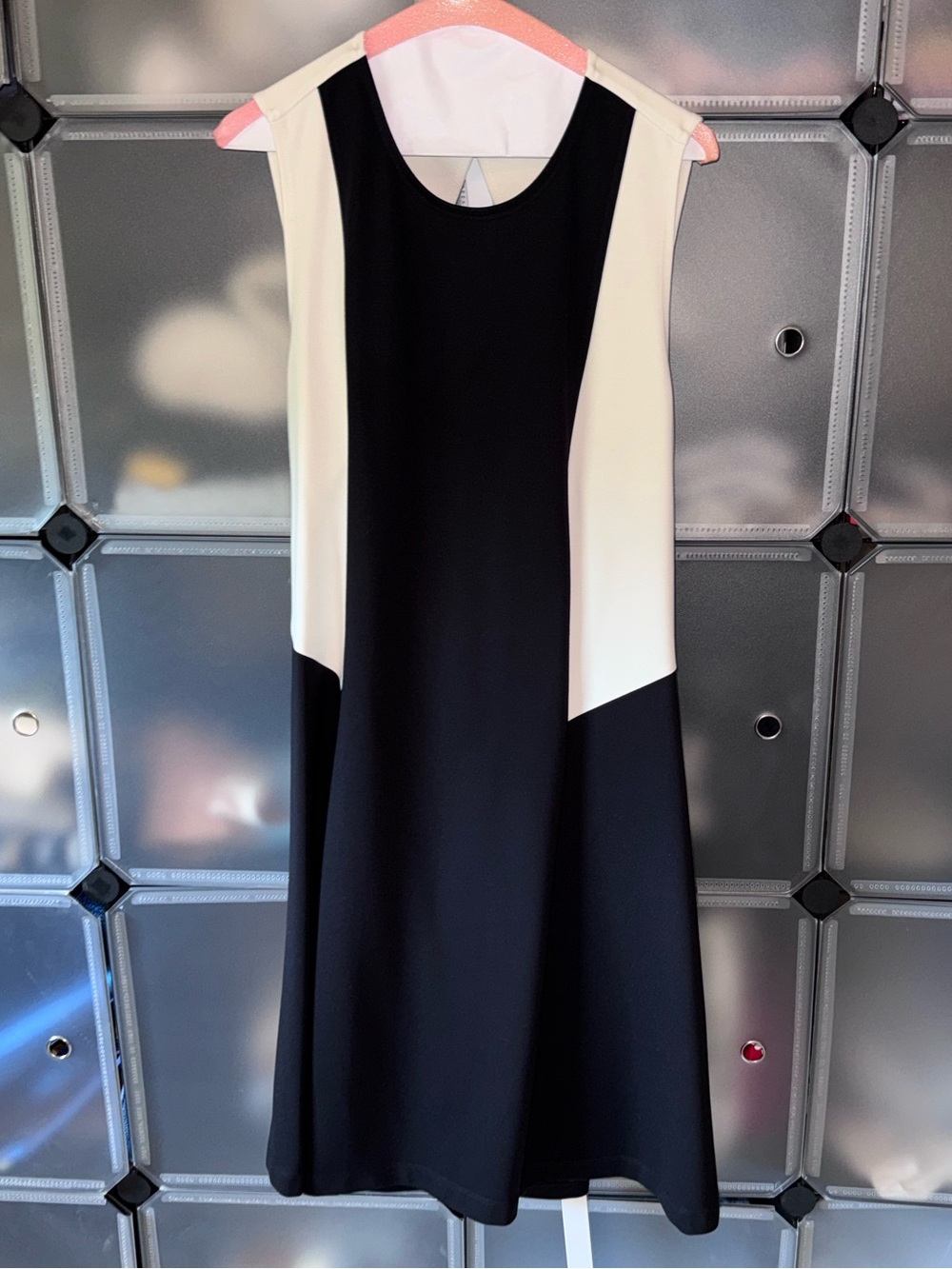 Juicy Couture Black & Ivory Sleeveless Heavyweight Knit Dress Pockets XL